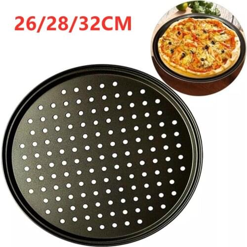26/28/32CM Carbon Steel Non-stick Pizza Baking Pan Mesh Tray Plate Round Deep Dish Pizza Pan Tray Mould Bakeware Baking Tool