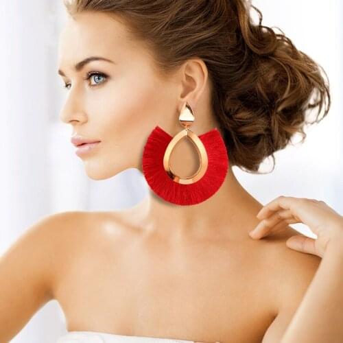 Bohemian Big Tassel Drop Earrings for Women Lady Female Fringe Handmade Brincos Statement Fashion Woman Earring
