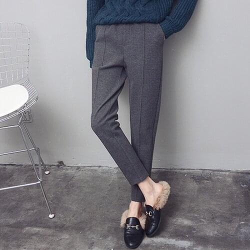 High Quality Plus Size Harem Pants 2018 Autumn Winter Woolen Women Trousers Elastic High Waist Slim Retro Pant For Women S-XXXXL