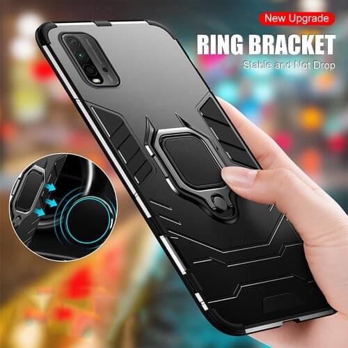 Redmi 9T Case on For Xiaomi Redmi 9 T case Shockproof Armor Ring Magnetic Car Hold Soft Bumper Cover For Redmi 9T Redmi9T Coque