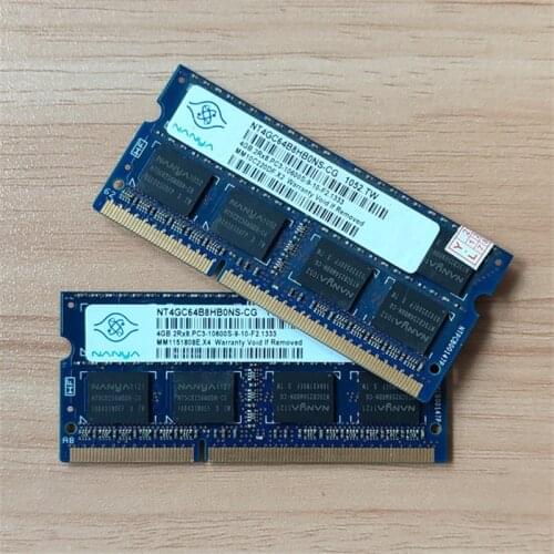 For Laptop Nanya-memoria para portatil, DDR3, Notebook RAMS, 4GB, 2RX8, 1333MHz, PC3-10600S memory 204 pines ram 1PCS
