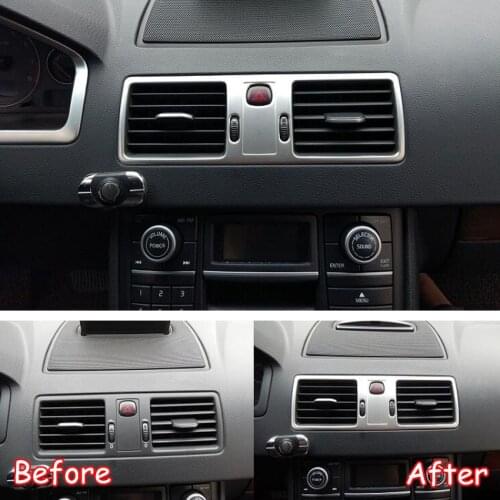 For Volvo XC90 2002-2014 Stainless Steel Car Central Dashboard Air Condition AC Vent Frame Trim Car Stickers Accessories