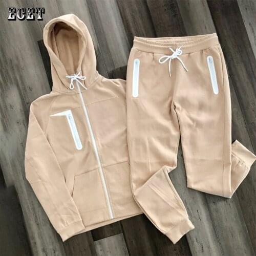 Jogger brand fashion mens suit zipper hoodie casual mens trousers fitness sportswear mens clothing suit tops pants