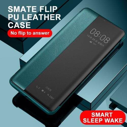 Smart View Flip Case for Huawei P40 Pro Artificial Leather Cover for Huawei P 40 Pro High Quality mobile phone Back Coque Fundas