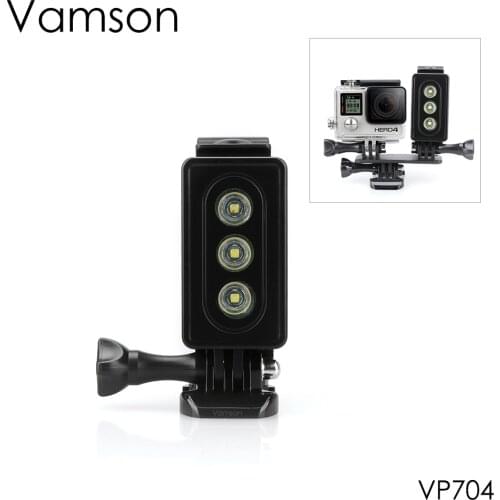 Vamson for Gopro Hero 6 5 4 3 Diving FlashLight Lamp Underwater Waterproof LED Mount for SJCAM for Xiaomi YI for Eken VP704