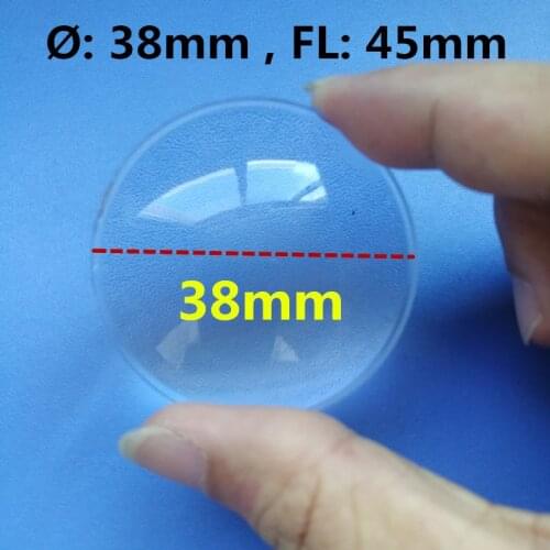 Hot sale acrlic pmma plano convex lens diameter 38mm focal length 45mm