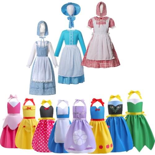 California Costume Pioneer Girls Frock Vintage Kid Pairie Dress+Hat+Appron Teenager America Colonial Village Lady Role Play Robe