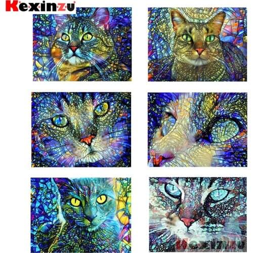 KEXINZU New Arrivals 5D Diamond Painting Kit Cat Full Square/Round Diamond Embroidery Sale Animal Handicraft Home Decor