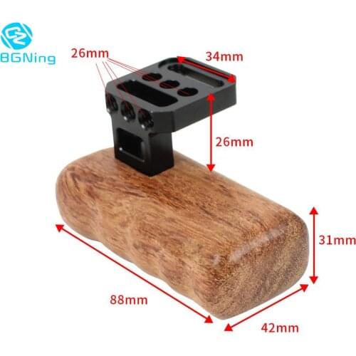 BGNing Camera Cage Right Wooden Handle Grip for On The Side DSLR Camera Handle for Panasonic GH Series Cams Rig Accessories