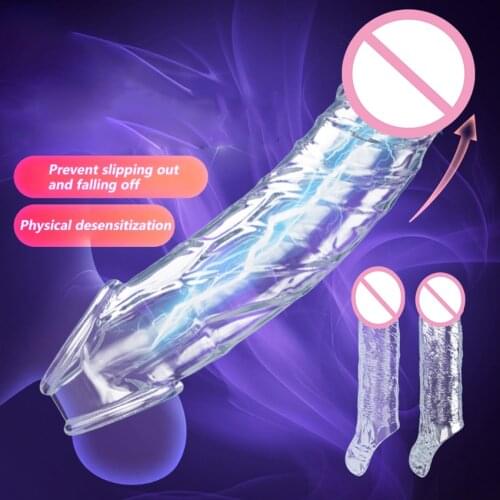 Penis Rings Sleeve Reusable Condoms Cock Rings Penis Extender Enlarger Delay Ejaculation Vagina Stimulate Sex Toys For Men