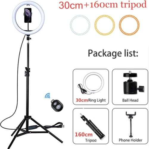 10inch 12inch Photography LED Selfie Ring Light Dimmable Camera Phone Ring Lamp With Stand Tripods For Makeup Video Live Studio