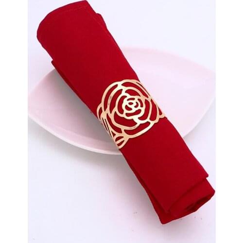 12Pcs/Sets New Product Western-style Napkin Ring Hollow Flower Napkin Ring Napkin Button For Wedding Party Festival Decoration