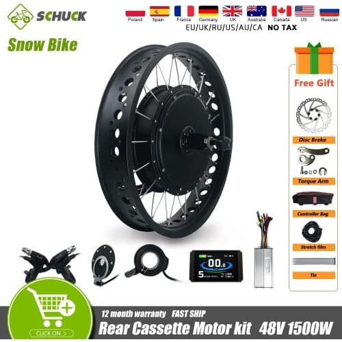 Snow Electric Bicycle Conversion Kit 48V 1500W Rear Rotate Motor Wheel 4 Color For Ebike Fat Tire Conversion Kit With KT LCD