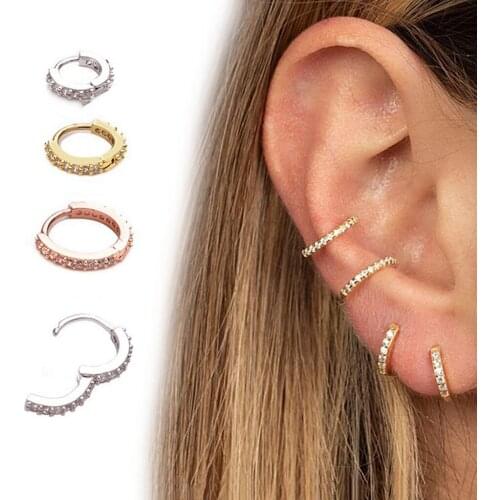 Round Huggie Earrings Zircon Helix Cuff Earrings Piercing Studs Jewelry