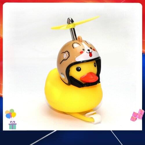 Small Yellow Bike Duck Bicycle bell Luminous/Normal Airscrew Helmet Riding Cycling Lights Horn Duck Ducky Dicycle Wind Motor