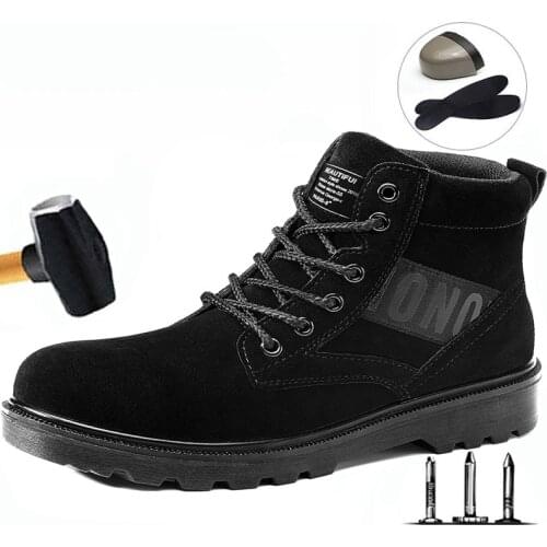 Labor Insurance Shoes Mens Anti-Smashing Anti-Slip Anti-Slip Protection Work Safety Shoes High To Help Plus Velvet Cotton Shoes