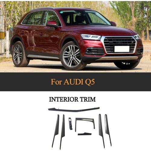 For Q5 Car Interior Trim Moulding Sticker Cover For Audi Q5 2018 2019 Carbon Fiber Front Console Dashboard Trim Cover LHD Only