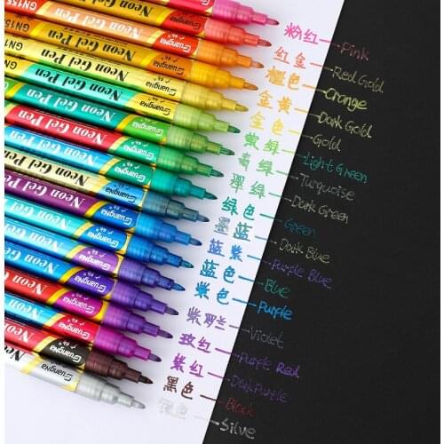 Neon watercolor brush pen color gel fluorescent flash liquid markers highlighters manga art set supplies marker colores drawing