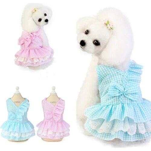 New Pet Dog Dress Sweet Plaid PrincessCat Dogs Skirts For Small Medium Dogs Pet Clothing Cute Ruffles Dog Dresss Pet Supplies