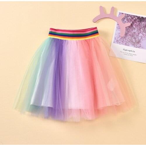 New Baby Girls Tutu Skirt Fluffy Summer Children Mesh Ballet Rainbow Skirts for Party Dance Princess