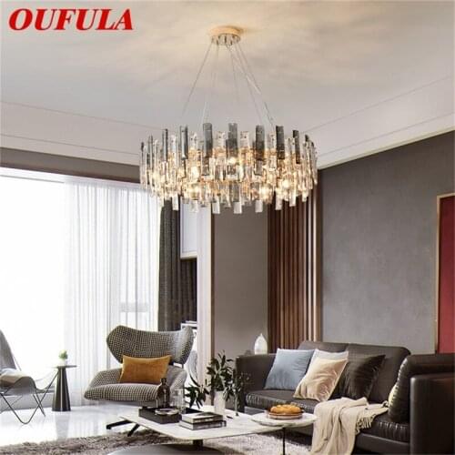 OUFULA Pendant Lights Postmodern Luxury Round LED Lamp Fixture For Home Decoration Living Room