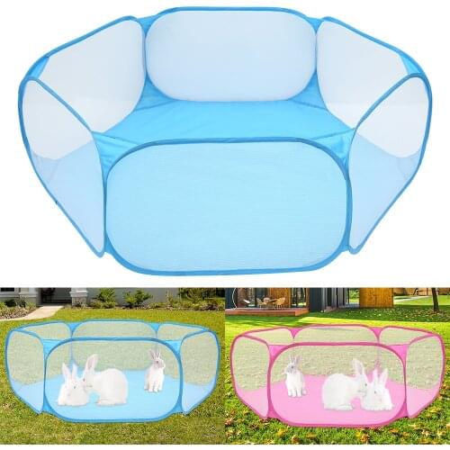 Portable Small Pet Cage Transparent Pet Fence Hedgehog Hamster Tent Dog Cat Rabbit Guinea Pig Yard Fence Animal Play Game Cage