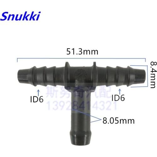 8mm-ID6 universal Tee connector general Fuel line quick connector plastic male connector for car 5pcs a lot