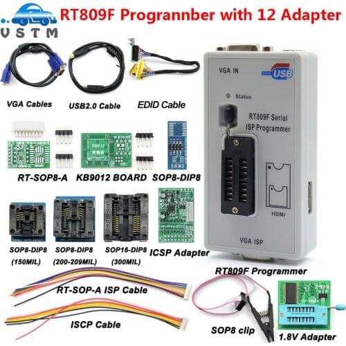 RT809F Serial ISP Programmer with12 adapters +1.8v adapter+SOP8 test clip Best Quality