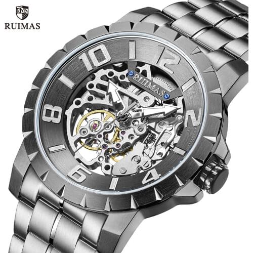 RUIMAS Automatic Mechanical Watches Men Luxury Top Brand Steel Strap Wristwatch Waterproof Sport Watch Relogio Masculino 6784