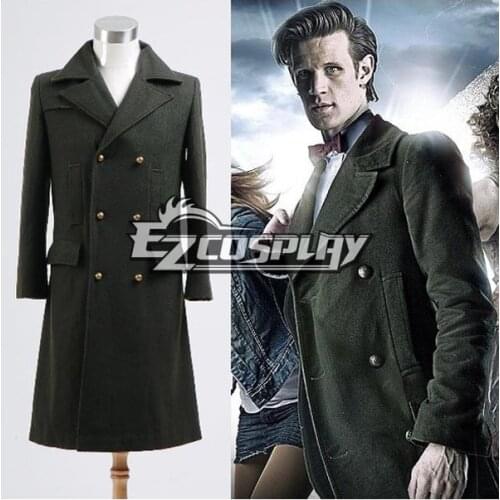 Doctor Who Dr. Dark Green Long Wool Trench Coat E001