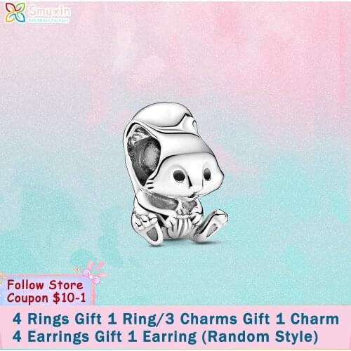 Smuxin 925 Sterling Silver Beads Cute Squirrel Charms fit Original Pandora Bracelets for Women Jewelry Making Girl Birthday Gift