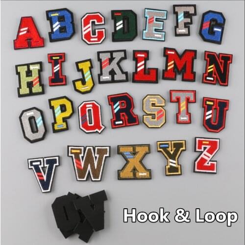 26 Letters Embroidery Cloth Patches Hook Loop Capital Letters Velcro Patch Apparel Decorative Appliques Colorful Sewing Patterns
