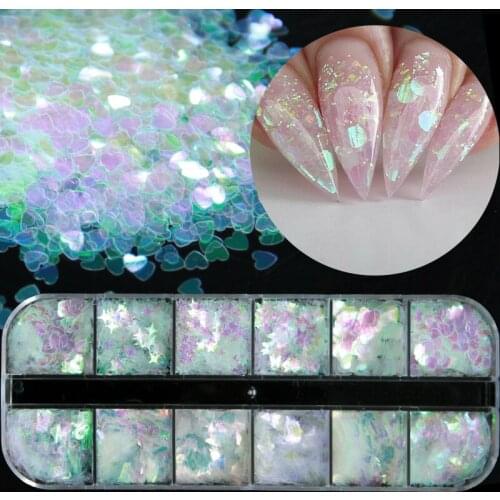 Spangles Nail Sequins Aurora AB Mermaid Nails Art Flakes Stunning Paillette Heart Butterfly Star Spring Sticker Decoration Tips