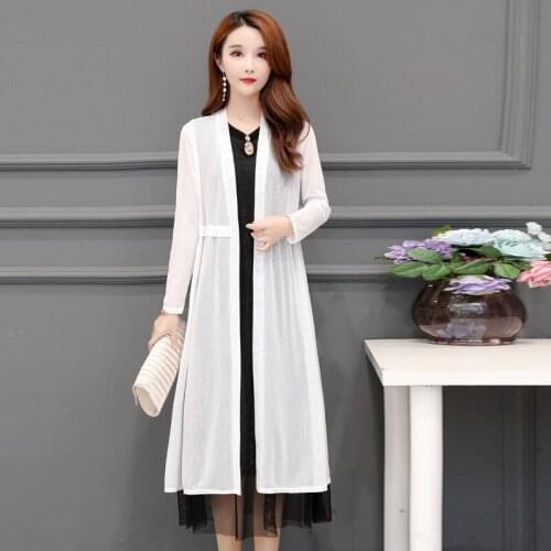 Plus Size 5XL Waist-crepe freezing point cardigan Women new Spring Summer Fashion Long women Sun protection clothing coat