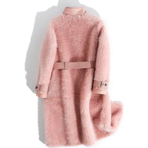 Womens 2020 Real Fur Coat Thick Lamb Wool Fur Jacket Long Sheep Shearling Female Jackets Winter Coats for Women F24145 s s