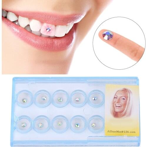 10pcs/Set Clear Acrylic Dental Tooth Crystal Diamond Bur Gem Jewelry Crystal Shining Ornament Nail Art Oral Teeth Decoration