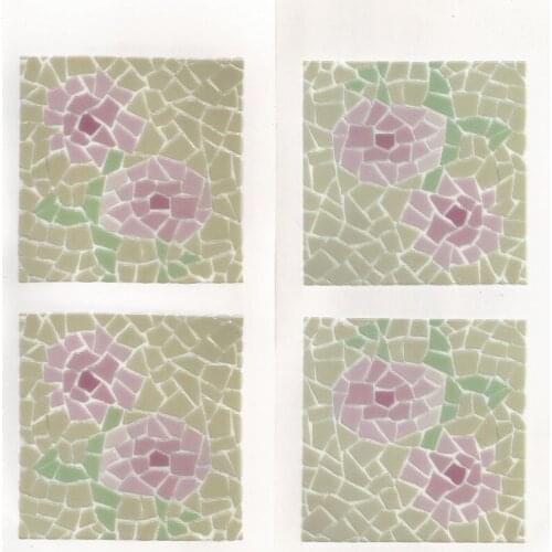 12 packs/box 3D vinyl MOSAIC PINK stationary sticker perfect DIY wall plate kitchen cup vase tile accessory kid room toy hobby