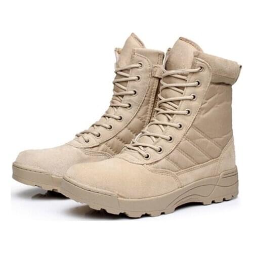 2019 YESHITOP EUR 39-45 Snow Boots Men Shoes men Leather Military Boots Black+Khaki