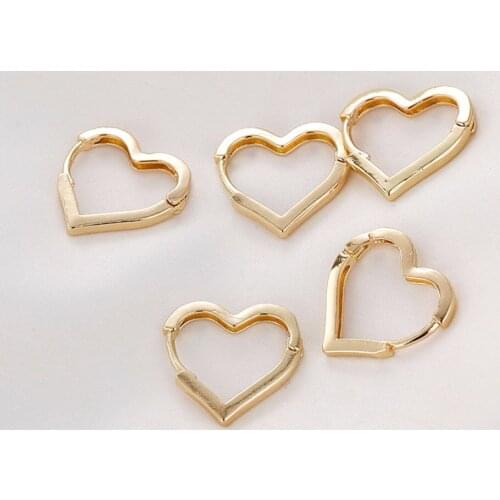 4PCS Love Ear Studs Fashion DIY Earrings Simplicity Charms for Jewelry Making Brass 14k Gold Plated Accessories