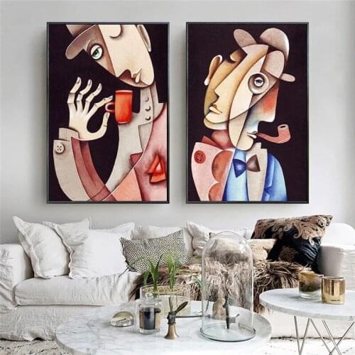 Abstract Character Picasso Canvas Painting Art Nordic Posters and Prints Wall Pictures for Living Room Decoration Frameless