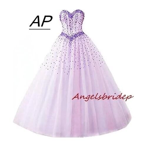 ANGELSBRIDEP Sequins Tulle Ball Gown Quinceanera Dresses 2021 Vestidos De 15 Anos Sexy Pleat Sweet Debutante Party Gowns Lace-up