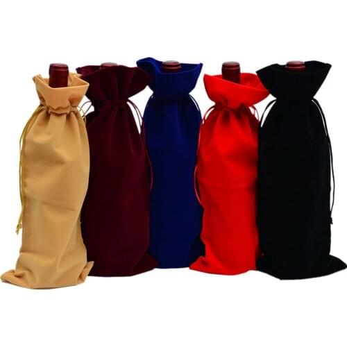 High-thickness velvet wine bag wine wine flocking drawstring packaging bag velvet bundle red wine bag gift bag
