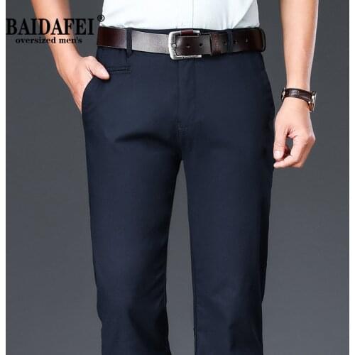 BAIDAFEI Mens Summer New Linen Suit Pants Business High Waist Stretch Elastic Thin Loose Trousers Male Brand Clothes