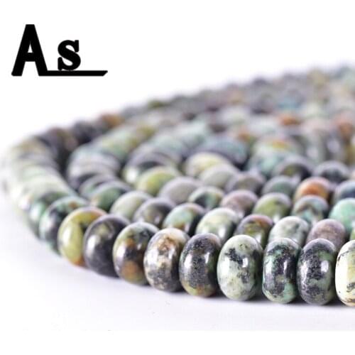 Asingeloo African Turquoise Natural Stone Beads Loose Abacus Wheel Bead DIY Jewelry Making