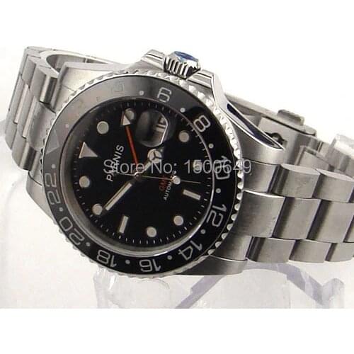 Parnis 40mm orange GMT watch hand Ceramic Bezel automatic watch 959
