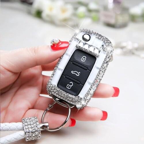 Diamond Bling bling Car Key Case Cover For VW Golf Bora Jetta POLO GOLF Passat Skoda Octavia A5 Fabia SEAT Ibiza Leon Accessorie