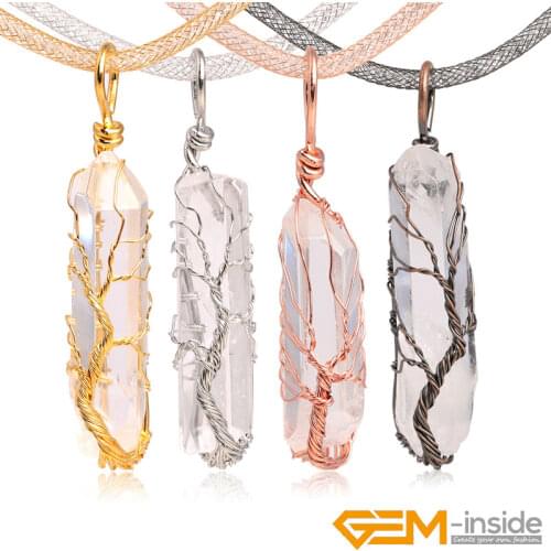 Crystal Column Pendant Necklace Jewelry Life Tree Muladhara Root Reiki Healing Chakra Necklace Jewelry 16" Adjustable