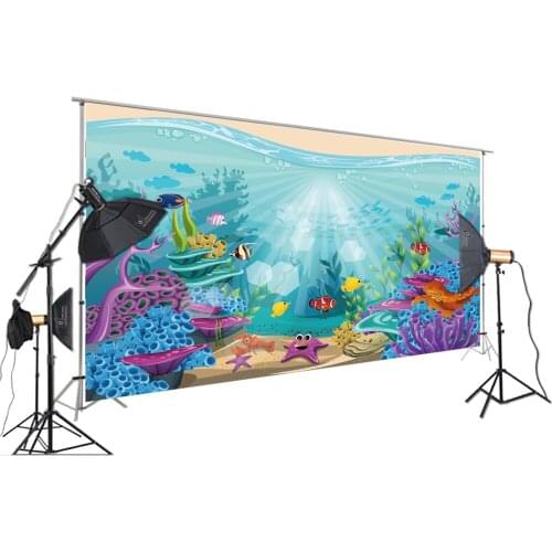 HUAYI Photography Cartoon Backdrop Sea World Children And Baby Newborn Background Colorful Marine Organism Poster Props XT-7373