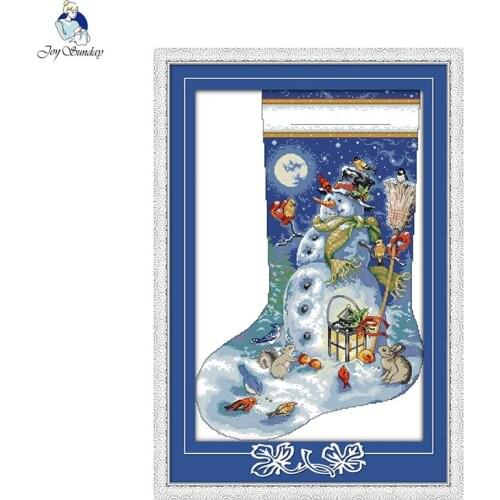 Joy sunday cartoon style Christmas stocking cross stitch patterns needlepoint kits for handmake embroidery