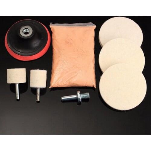 8-piece Auto Windscreen Polishing and Grinding Kit Car Glass Scratch Remover Set 120g Cerium Oxide Glass Polishing Accessories